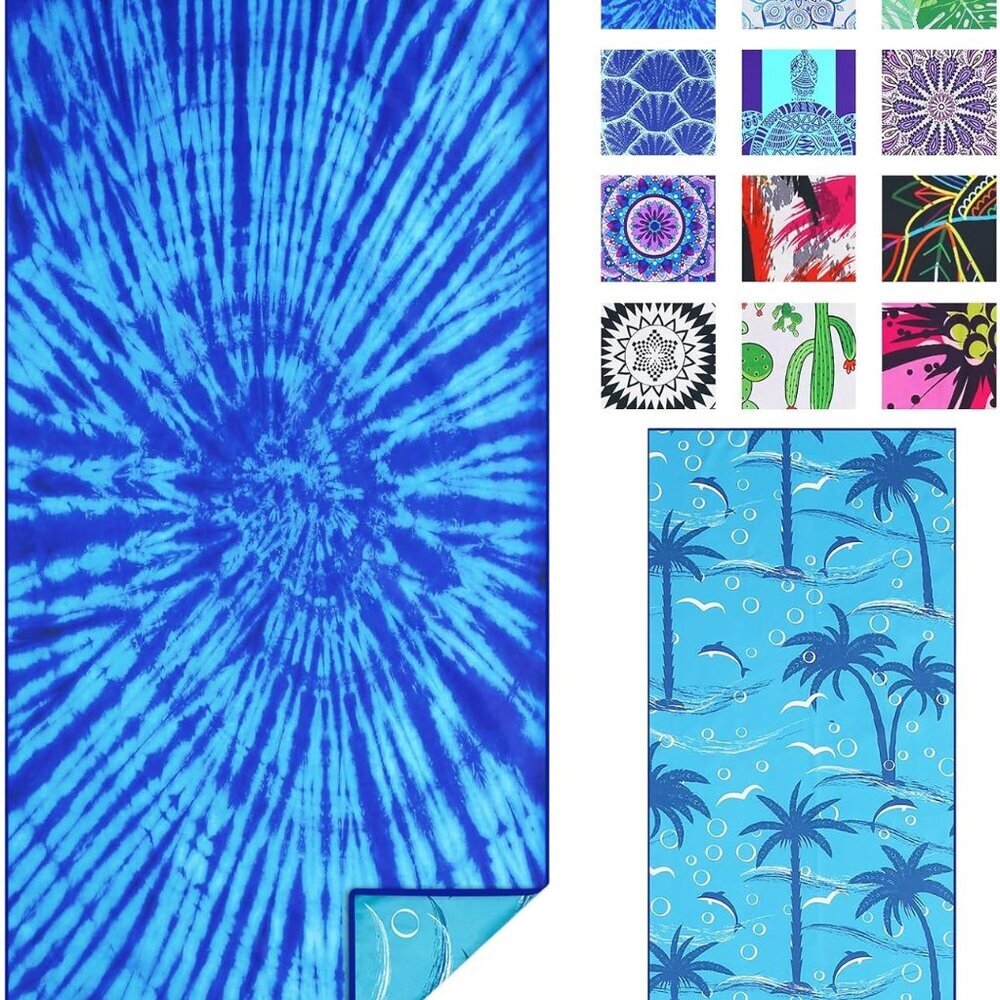 Microfiber Thin Beach Towel Lightweight Oversized 71x32 Extra Large Sand Free To